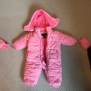 US Polo Assn. pink snowsuit, 12M
